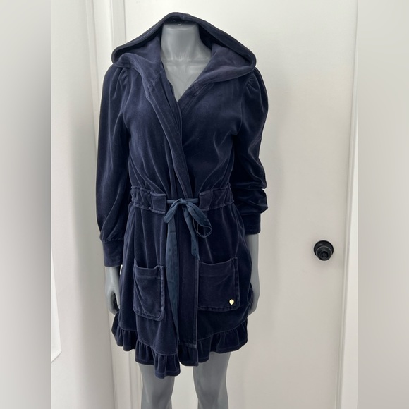 Navy blue velour robe - Picture 1 of 6
